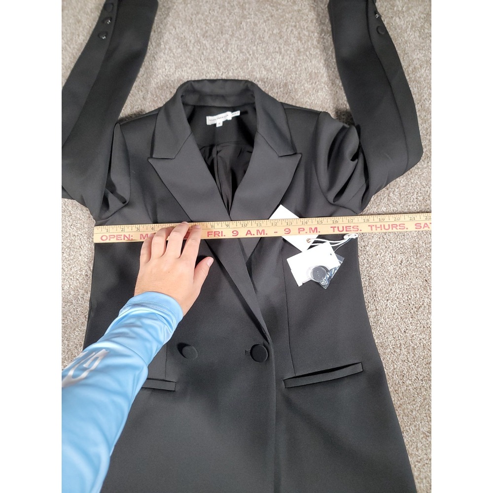 NWT Good American Scuba Blazer Jacket Black Size 1 Womens Collared Long Sleeve - Picture 14 of 16